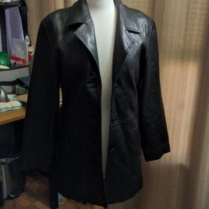 Vintage genuine leather oversized coat